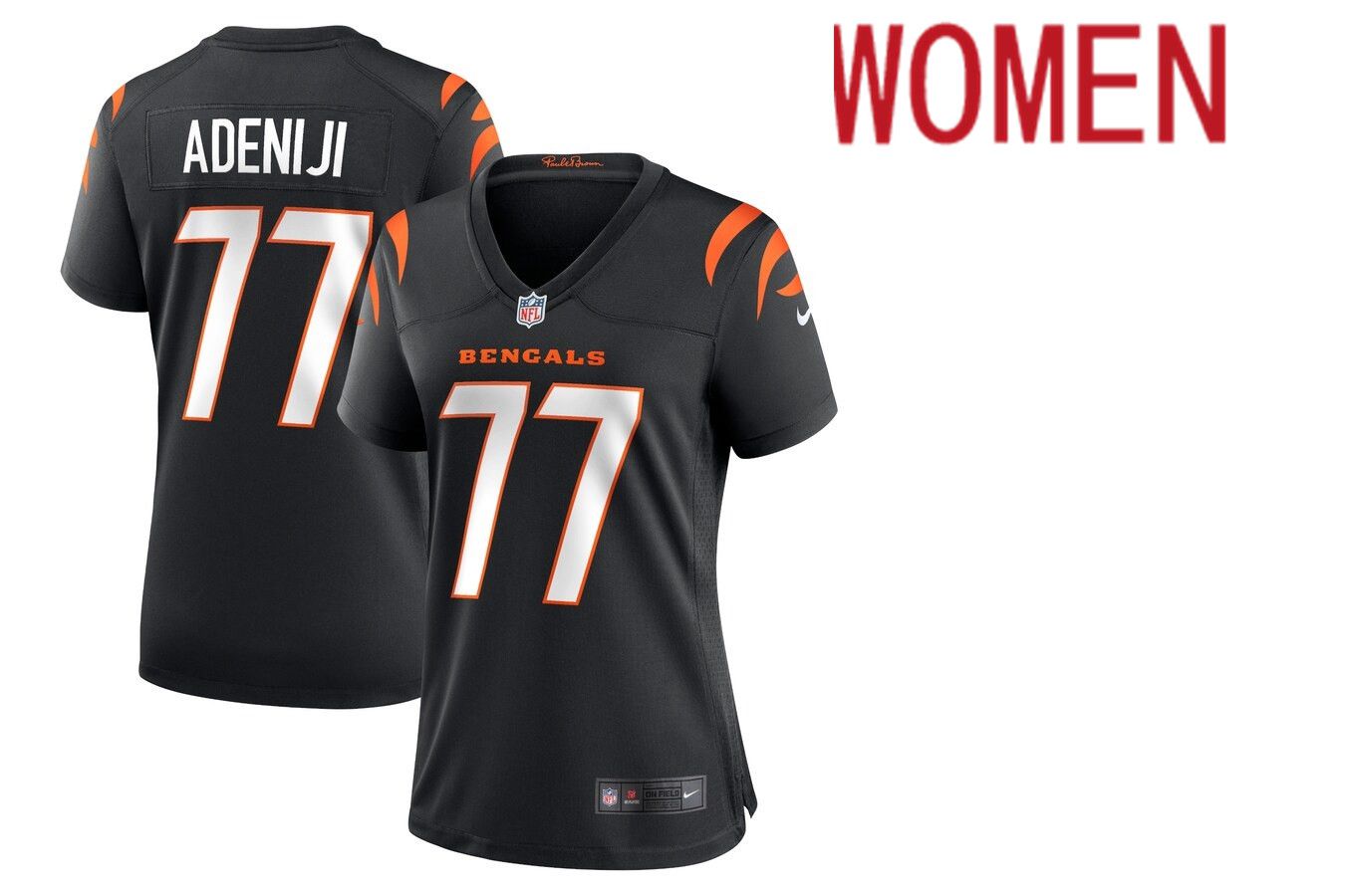 Women Cincinnati Bengals #77 Hakeem Adeniji Nike Black Game NFL Jersey->women nfl jersey->Women Jersey
